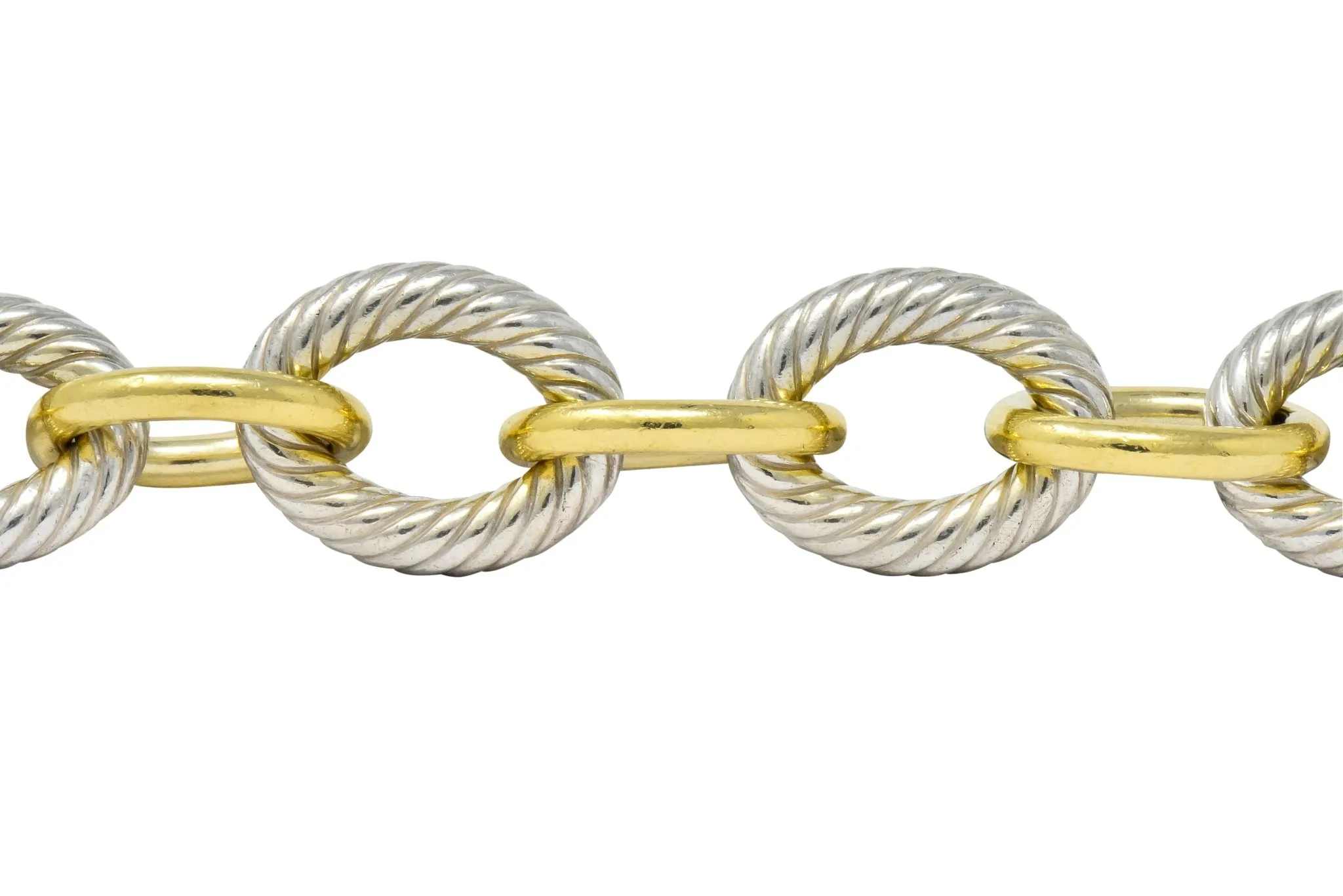 David Yurman 18 Karat Gold Extra Large Oval Sterling Silver Link Bracelet