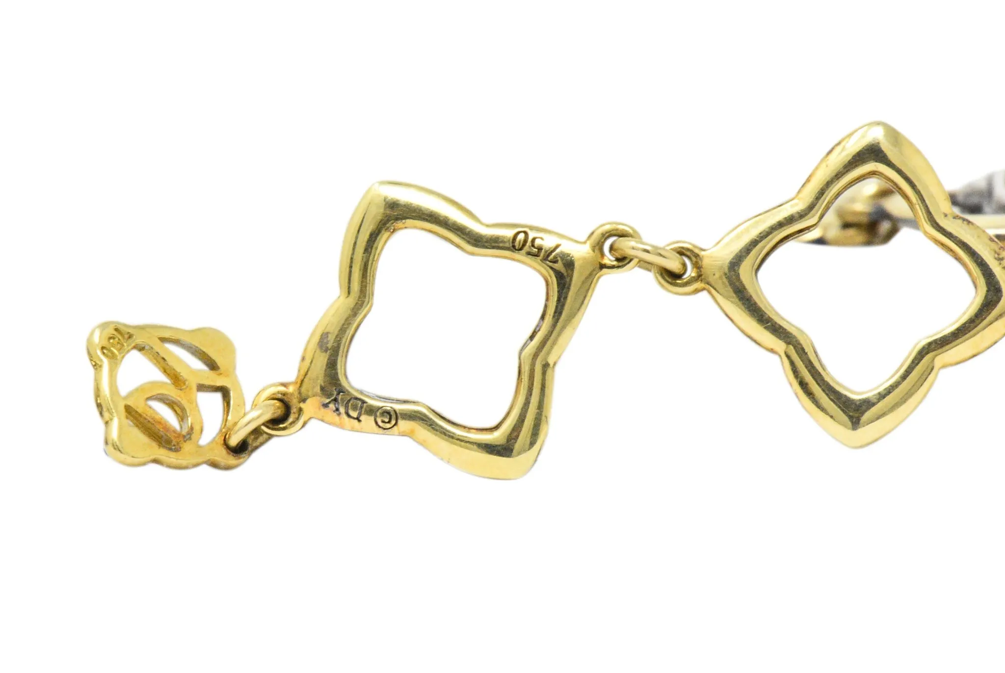 David Yurman Quatrefoil 18 Karat Gold Sterling Silver Link Bracelet