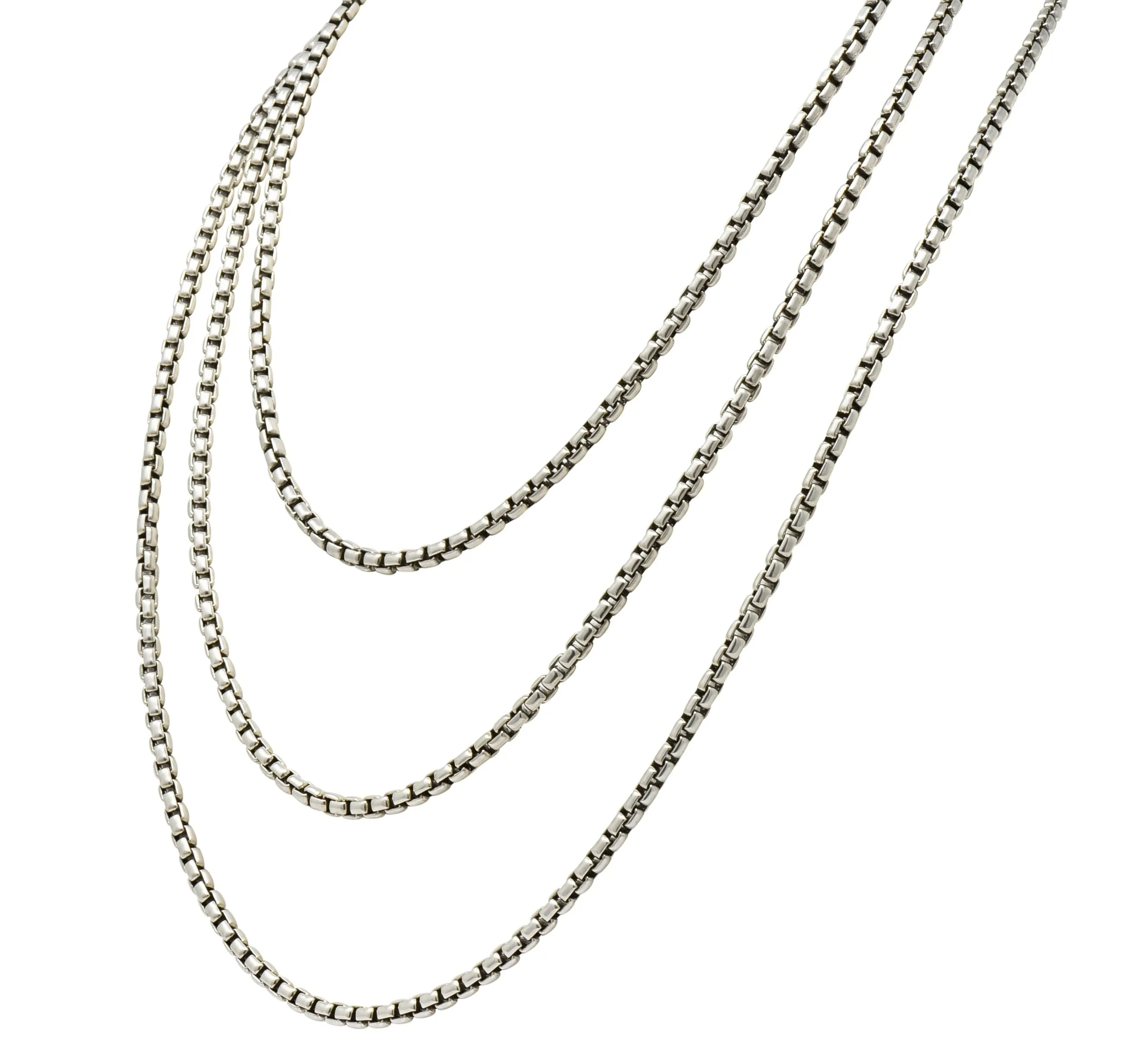 David Yurman Sterling Silver 60 Inch Box Chain Necklace