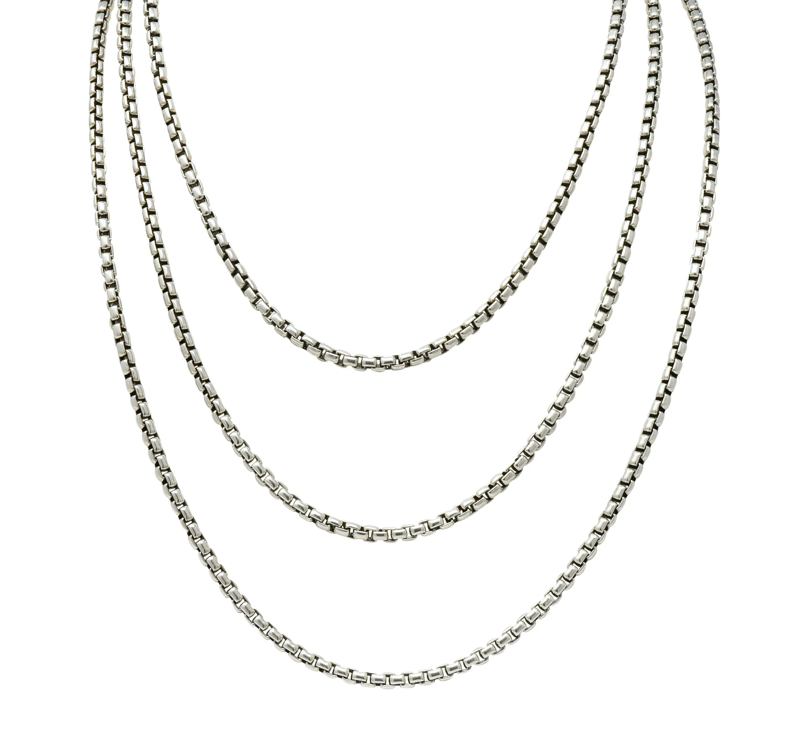 David Yurman Sterling Silver 60 Inch Box Chain Necklace