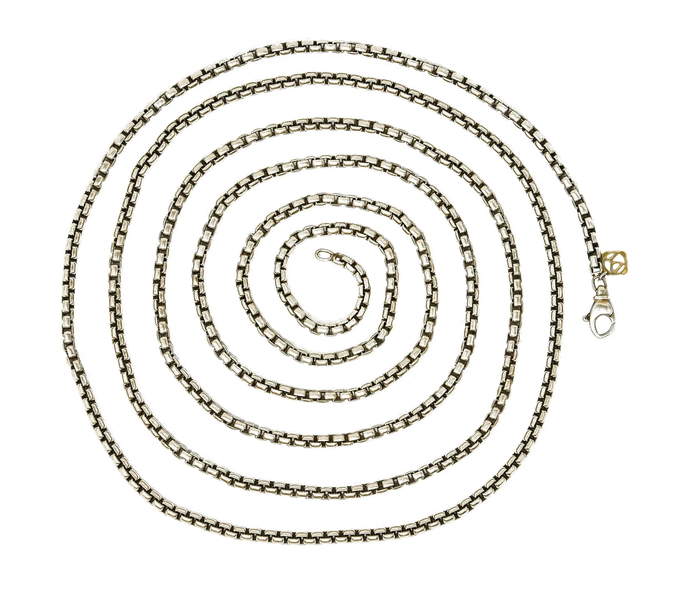 David Yurman Sterling Silver 60 Inch Box Chain Necklace