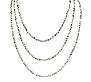 David Yurman Sterling Silver 60 Inch Box Chain Necklace