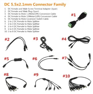 DC5.5x2.1mm Female to Male Connector Cable Family Collection DC Plug DC Conversion Cable DC Splitter