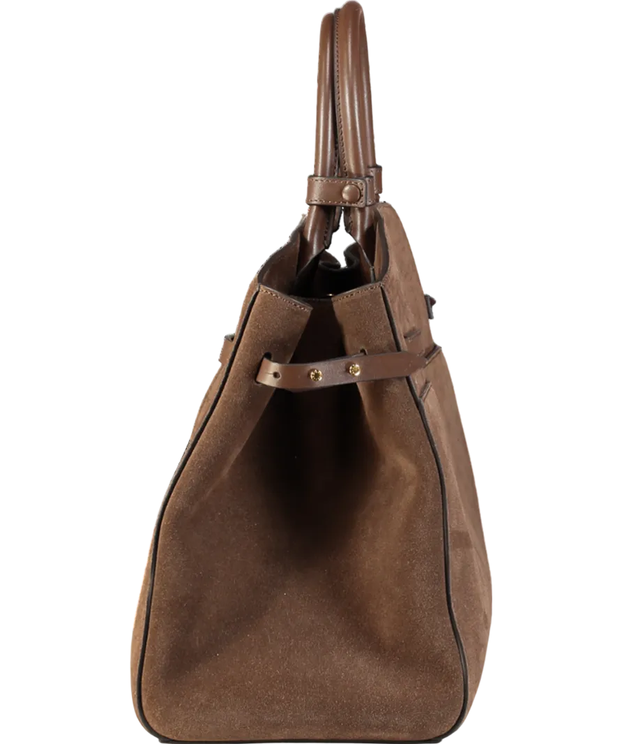 Demellier London Brown Hudson Suede Tote Bag with shoulder strap