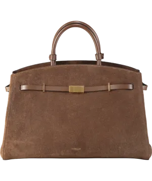 Demellier London Brown Hudson Suede Tote Bag with shoulder strap