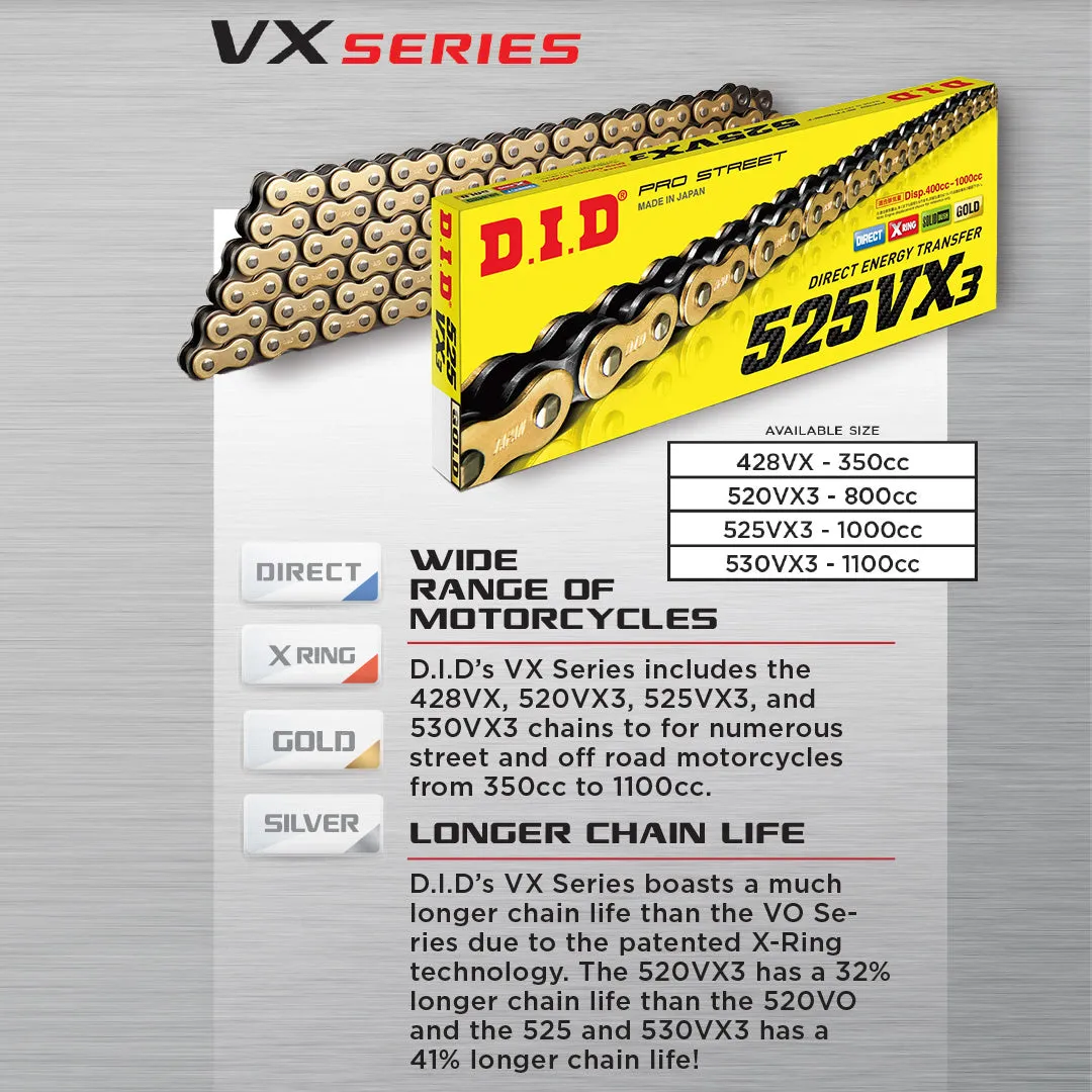 DID 525VX3 Pro Street - X-Ring Chain