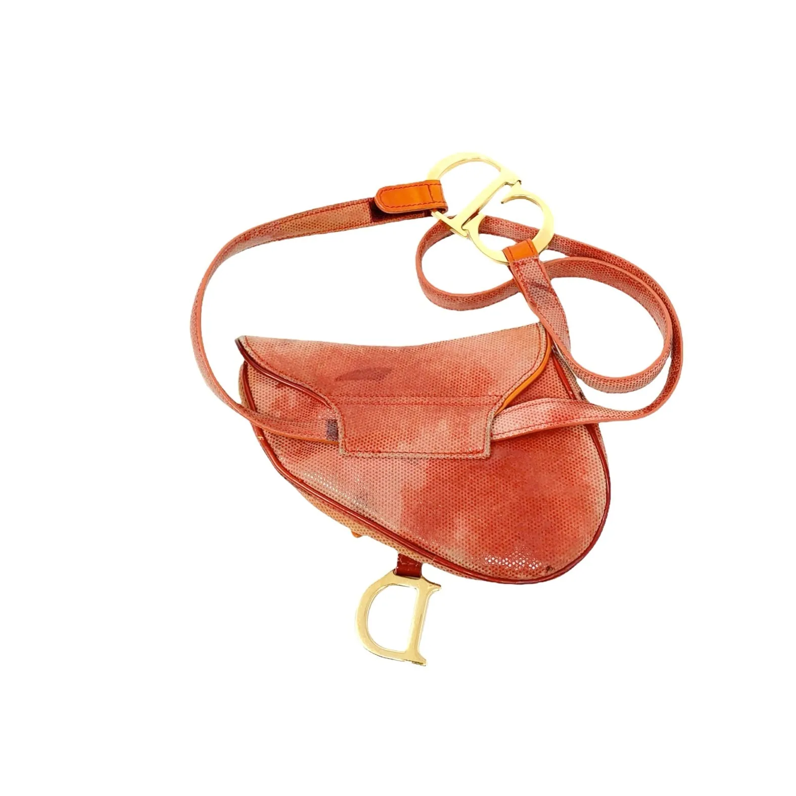 Dior Orange Print Mini Saddle 2way Bag