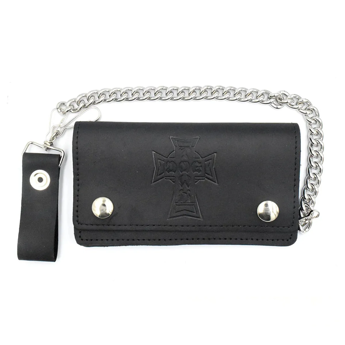 Dogtown - Leather Chain Vintage Cross Logo Wallet Black