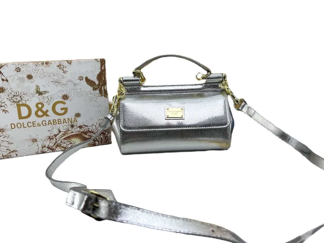 Dolce & Gabbana Sicily Mini Metallic Leather Bag (13x20)