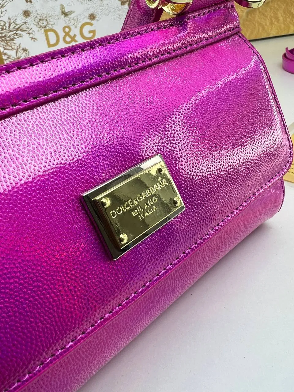 Dolce & Gabbana Sicily Mini Metallic Leather Bag (13x20)