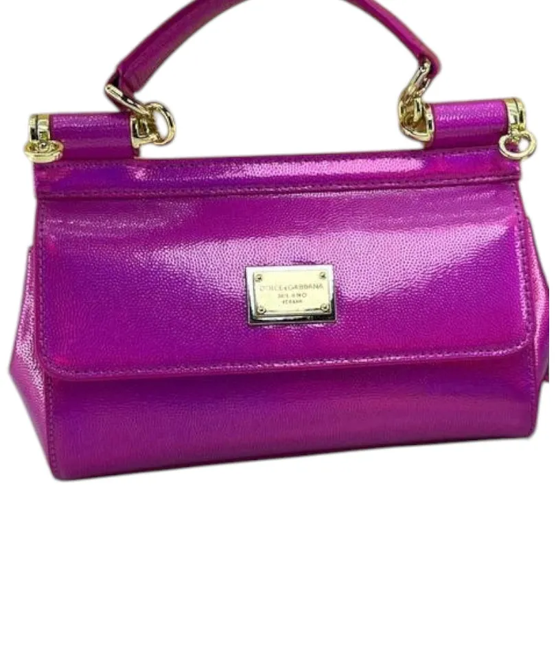 Dolce & Gabbana Sicily Mini Metallic Leather Bag (13x20)