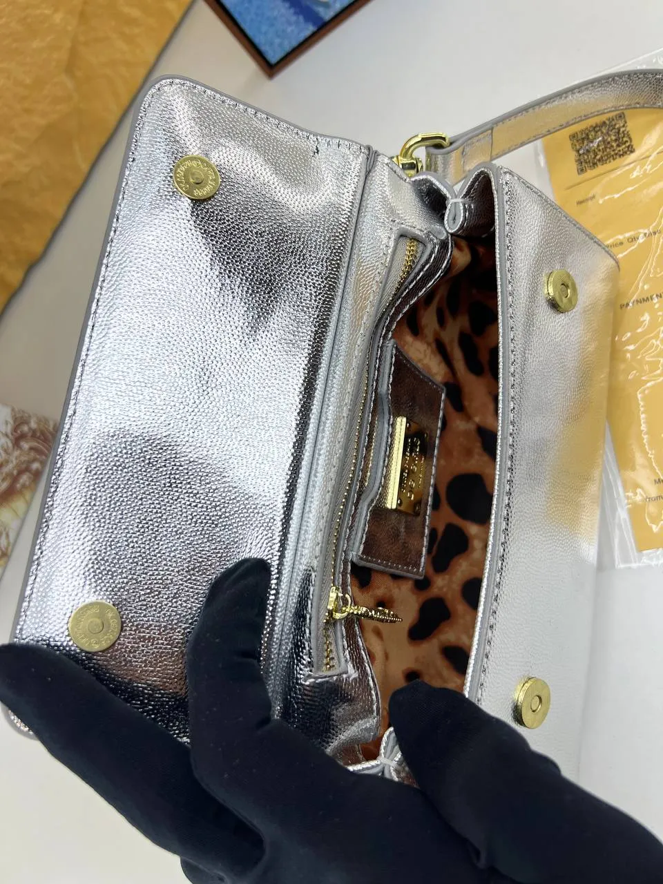 Dolce & Gabbana Sicily Mini Metallic Leather Bag (13x20)