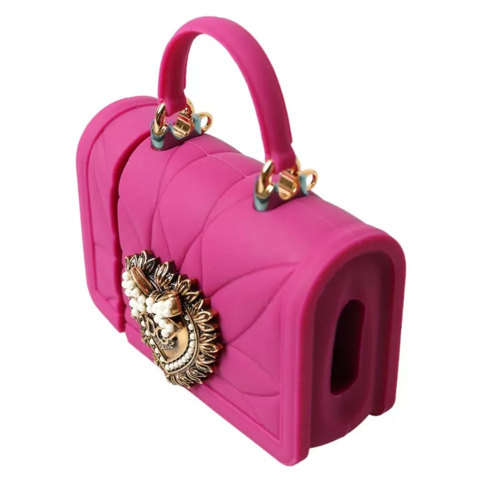 Dolce&Gabbana Women Pink Airpods Case Silicone Devotion Hearts Cover Hand Bag