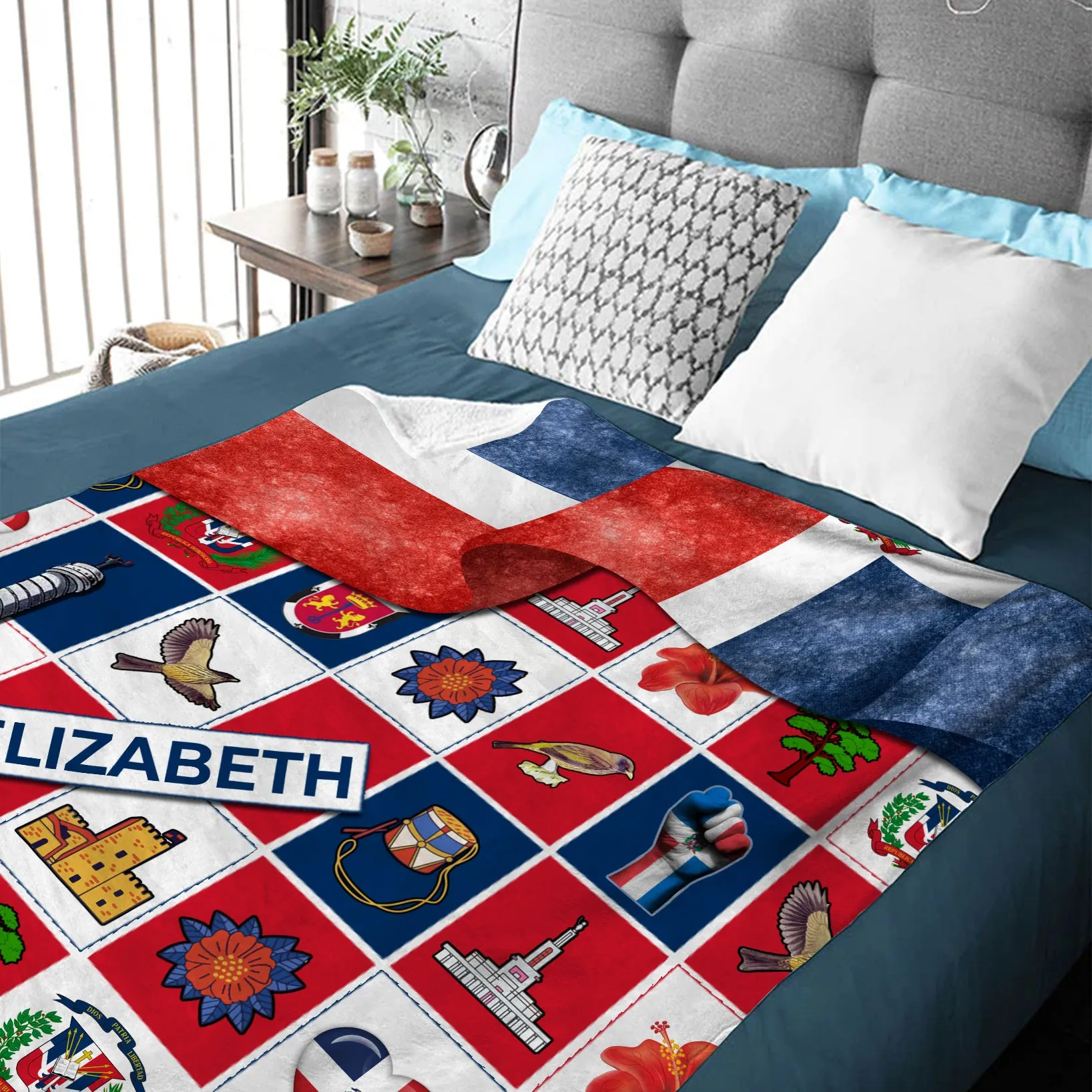 Dominican Personalized Blanket With Dominican Symbols