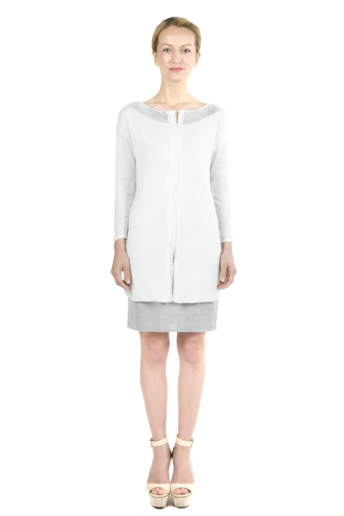 Dorris 3-Way Convertible White Cardigan Dress
