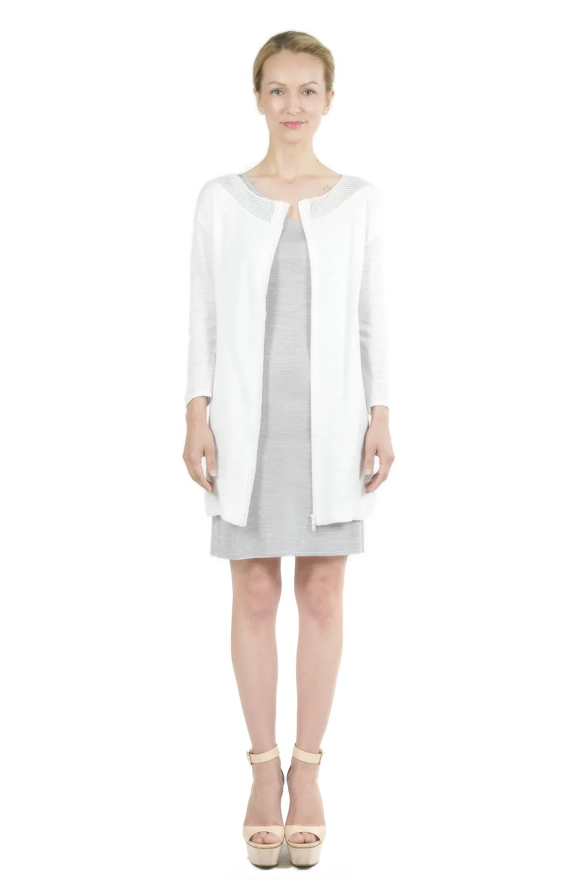 Dorris 3-Way Convertible White Cardigan Dress