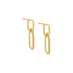 Double Pavé Paperclip Drop Stud Earring