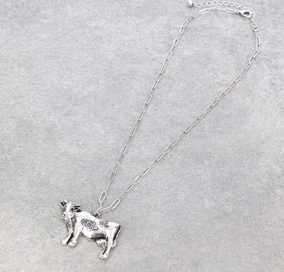Down Home Fashion Silver Link Chain With Farm Animal Pendant - 18"