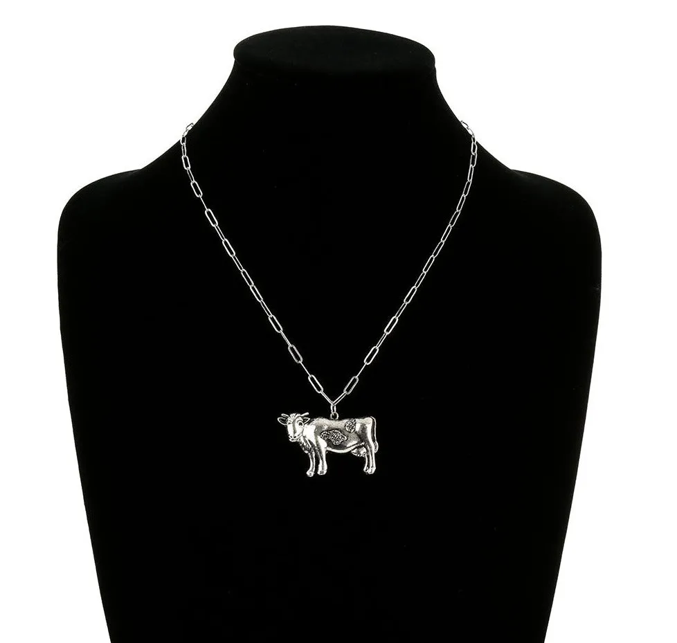 Down Home Fashion Silver Link Chain With Farm Animal Pendant - 18"