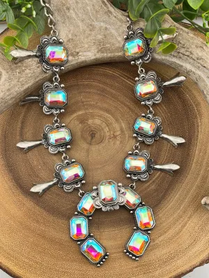 Durant Rhinestone Flute Blossom Naja Necklace & Earrings - 24"