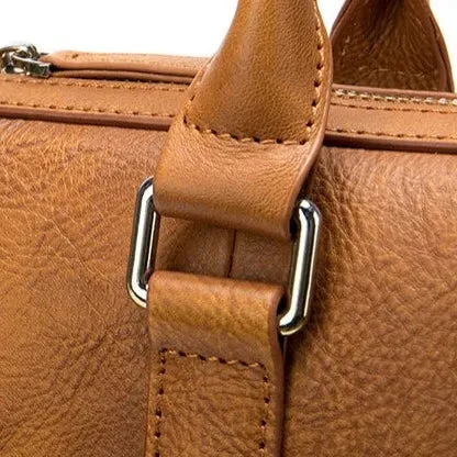 Elegant Classic Men's Leather Briefcase | 14 Inch Laptop Bag