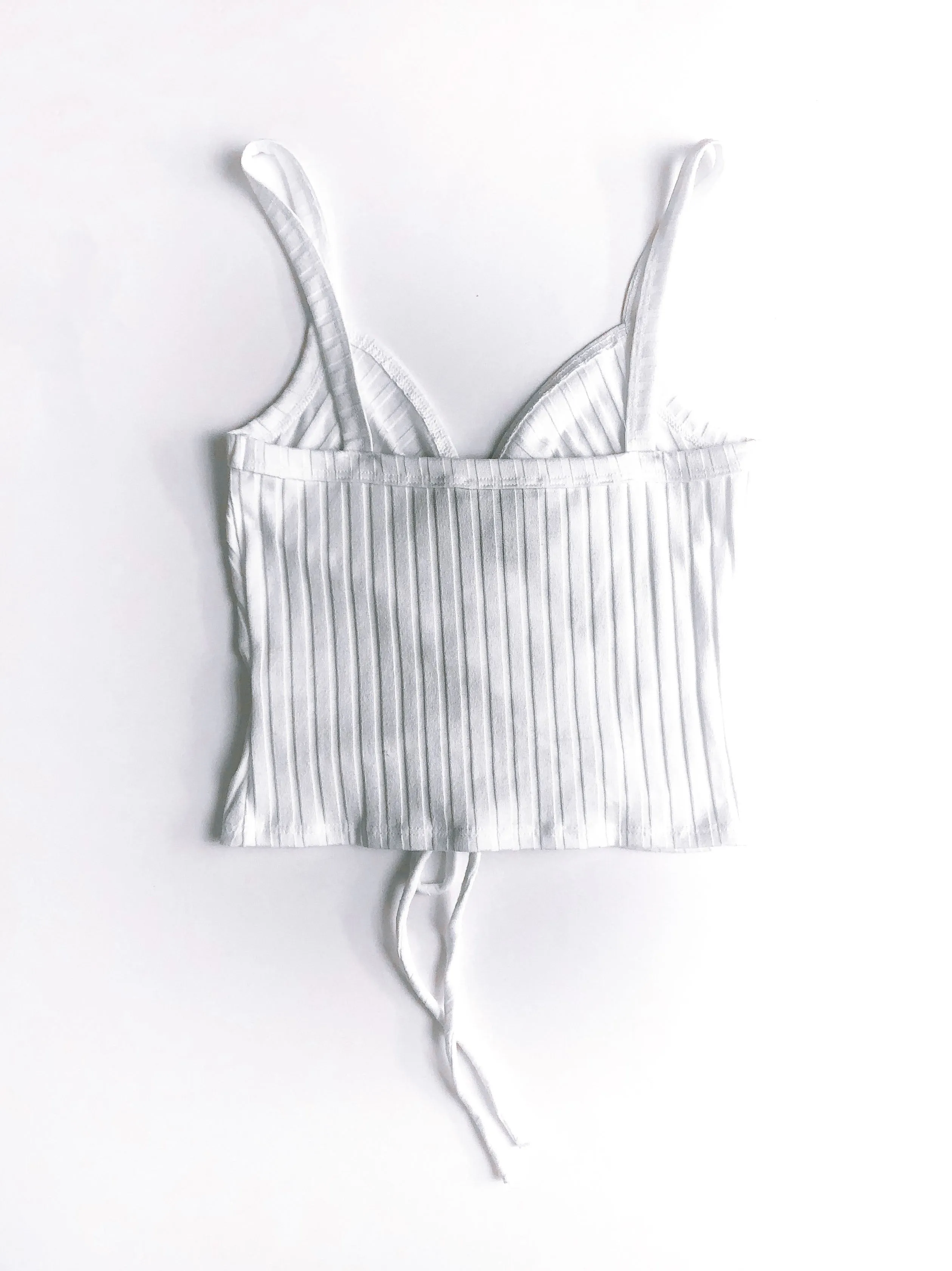 Elsa Ribbed Crop Top - White