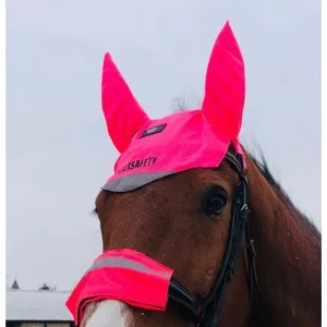 Equisafety Hi Vis Ear Bonnet for Riding- Pink