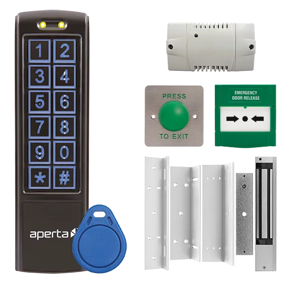 ESP EZT3KMB Aperta Single Internal Door Black Proximity Keypad Kit c/w Mushroom Exit Button & Internal Green Callpoint