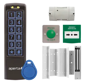ESP EZT3KMB Aperta Single Internal Door Black Proximity Keypad Kit c/w Mushroom Exit Button & Internal Green Callpoint