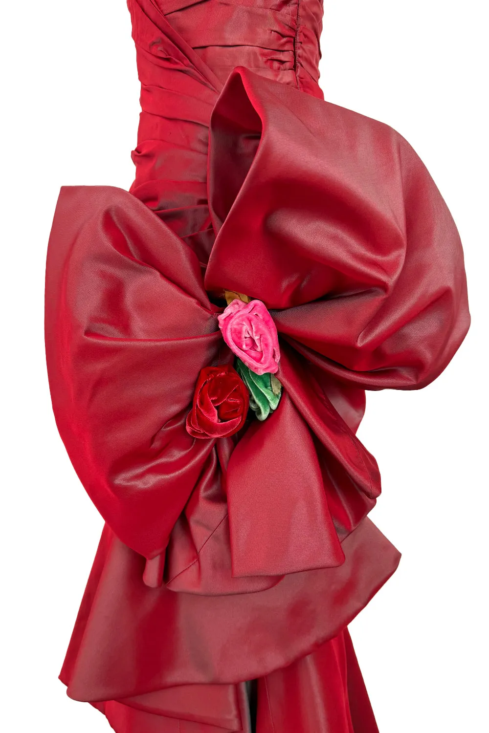 Fall 1991 Emanuel Ungaro  Haute Couture Runway Strapless Hand Draped Silk Dress w Bow