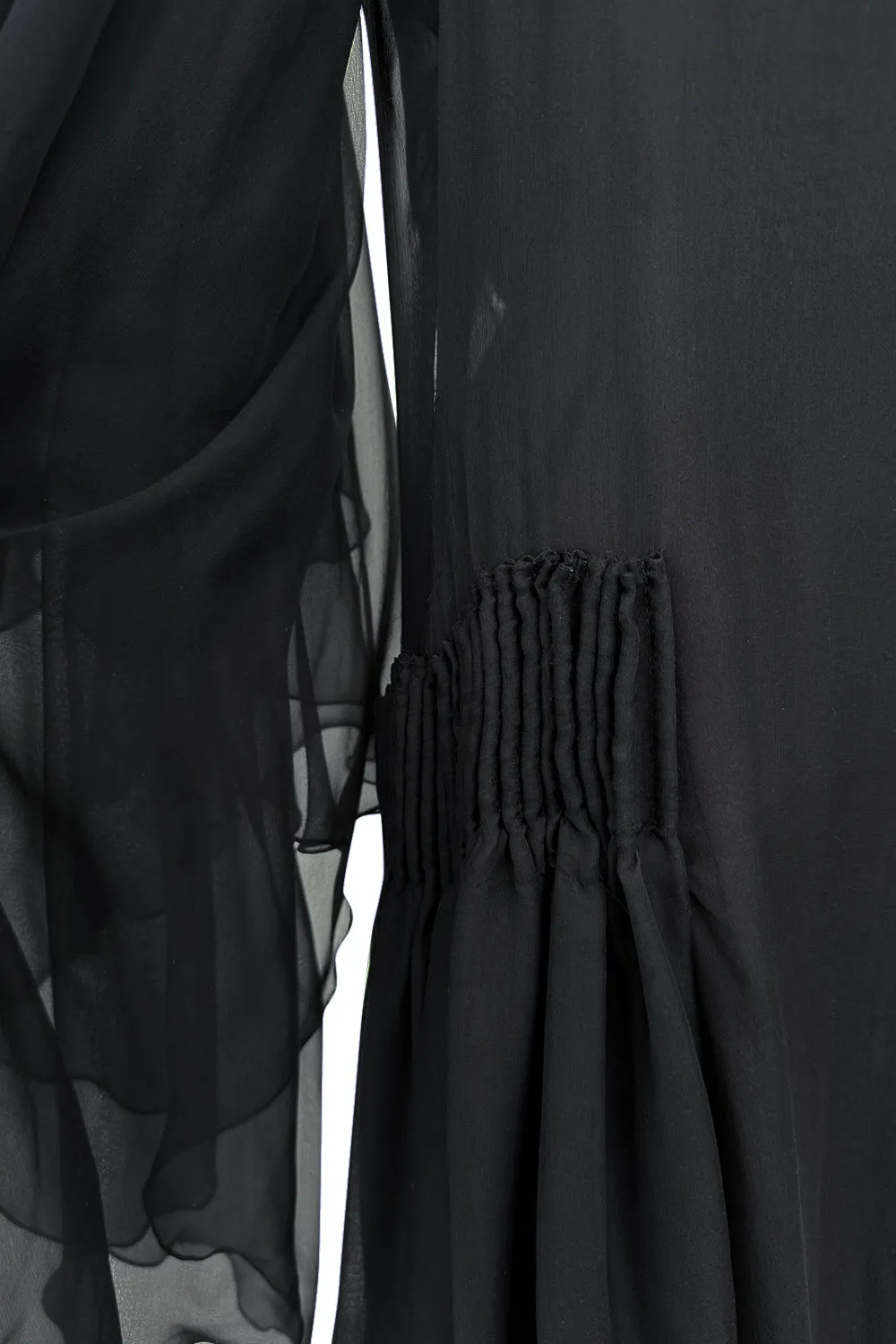 Fall 2002 Valentino Runway Look 65 Black Flowing Silk Chiffon Caftan Dress