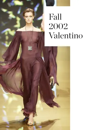 Fall 2002 Valentino Runway Look 65 Black Flowing Silk Chiffon Caftan Dress