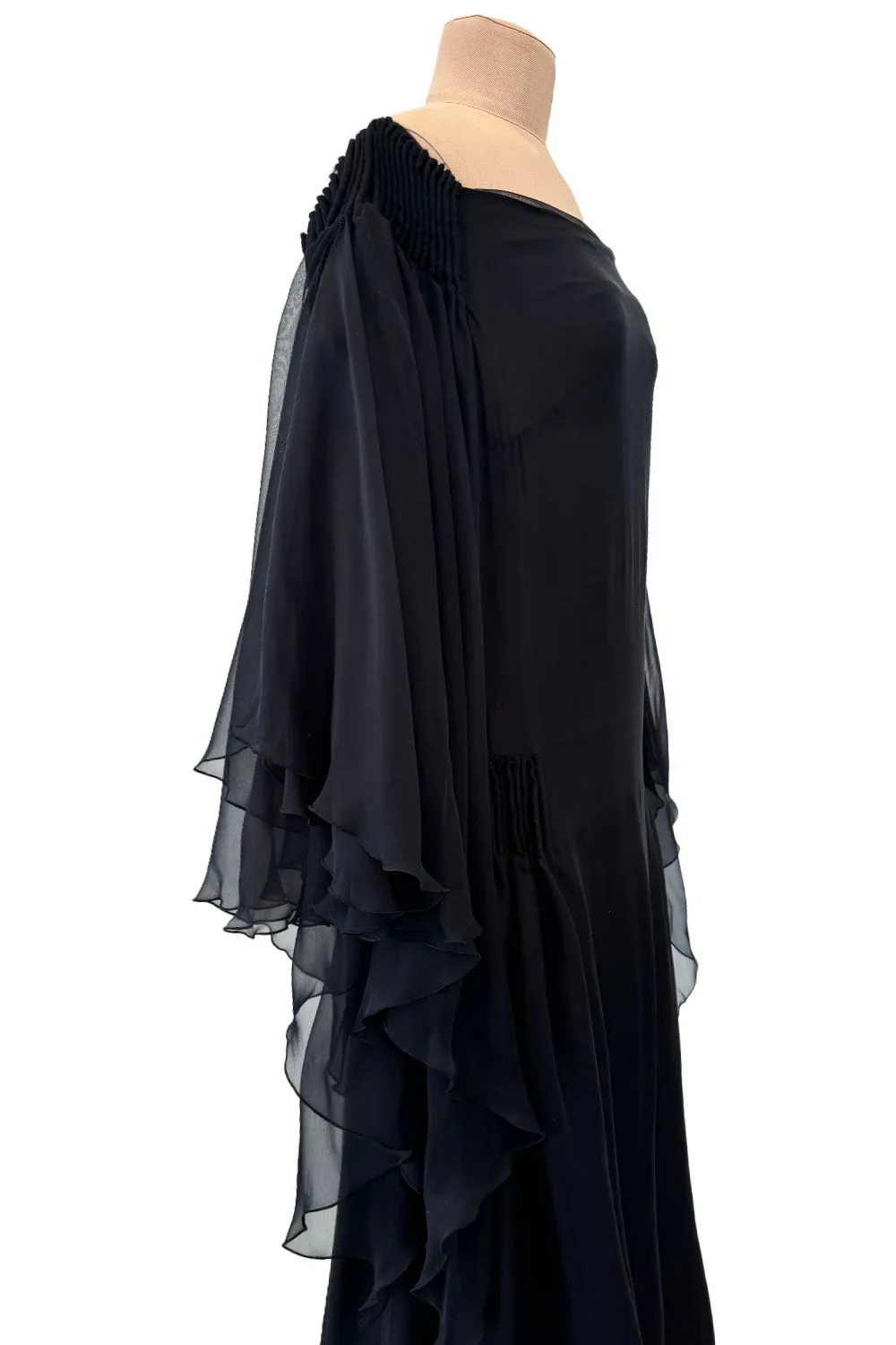Fall 2002 Valentino Runway Look 65 Black Flowing Silk Chiffon Caftan Dress