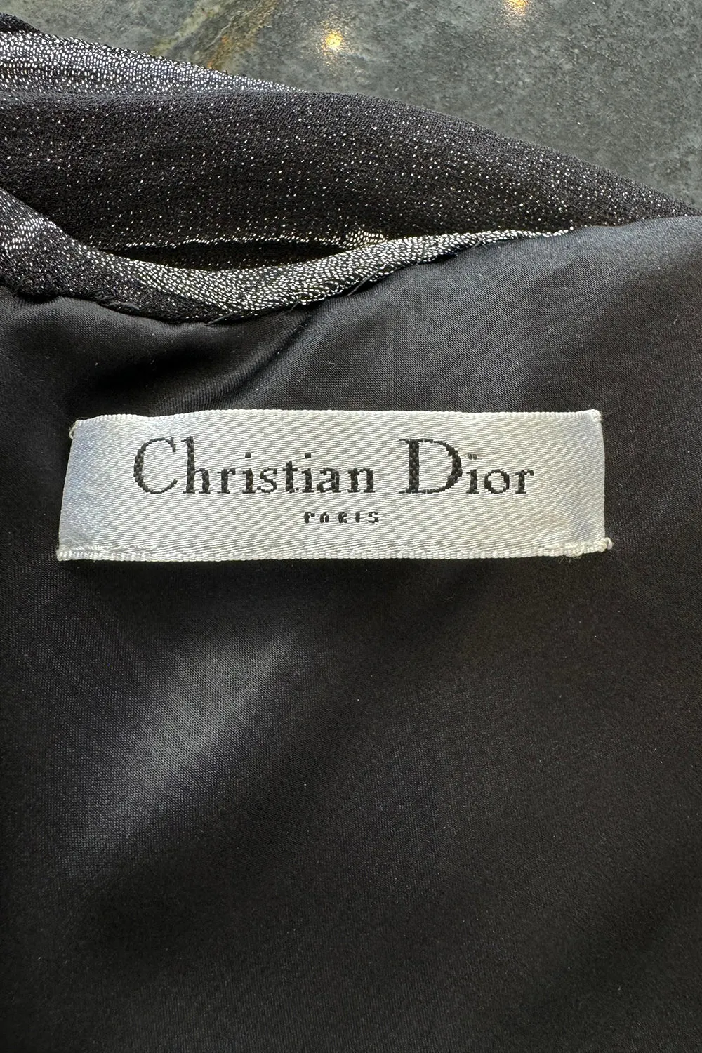 Fall 2009 Christian Dior by John Galliano Bias Cut Metallic Silver & Black Floral Print Dress