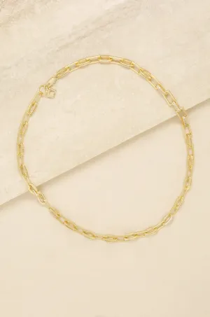 Fancy Pave 18k Gold Plated Chain Necklace