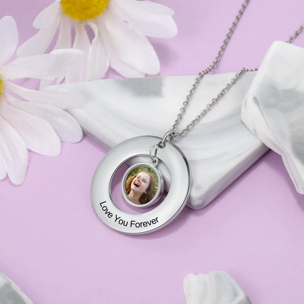 Fashion Personalized Round Photo Necklace