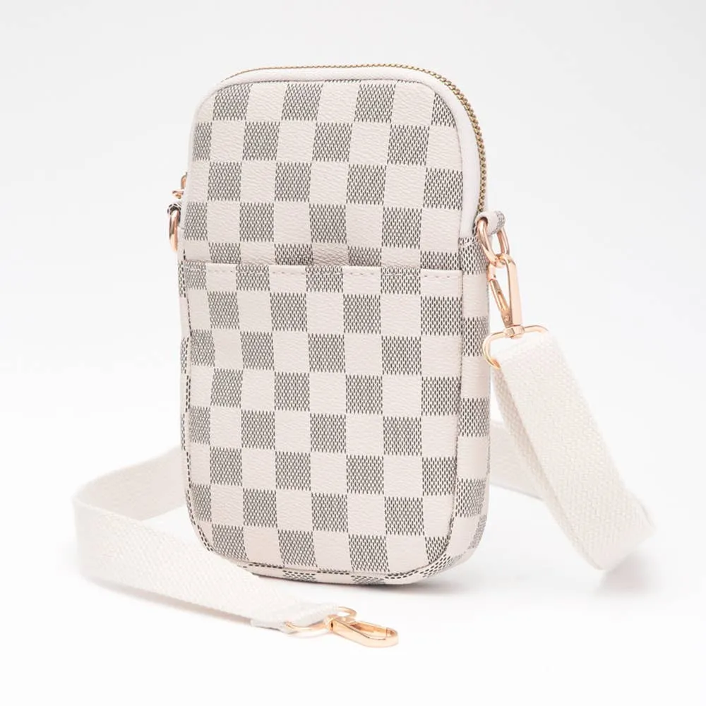 FAUX LEATHER CHECKERED MINI CROSSBODY BAG (MULTIPLE COLORS)