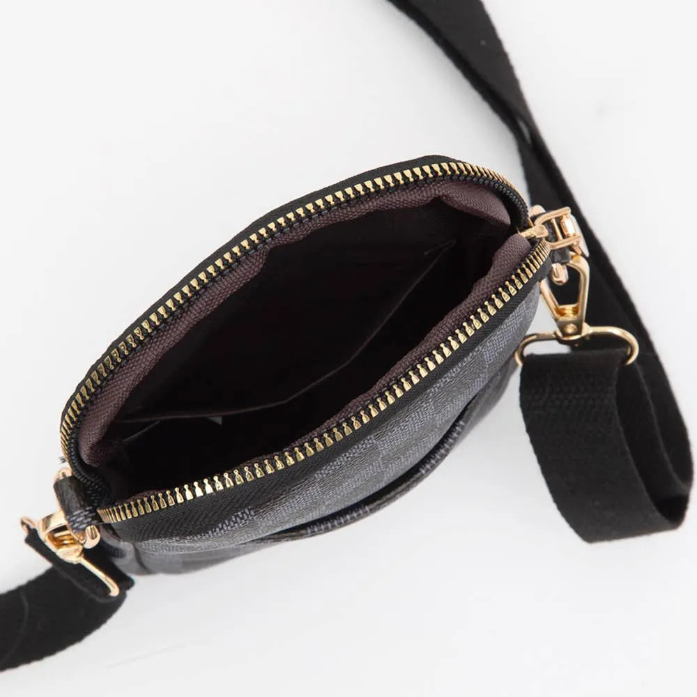FAUX LEATHER CHECKERED MINI CROSSBODY BAG (MULTIPLE COLORS)