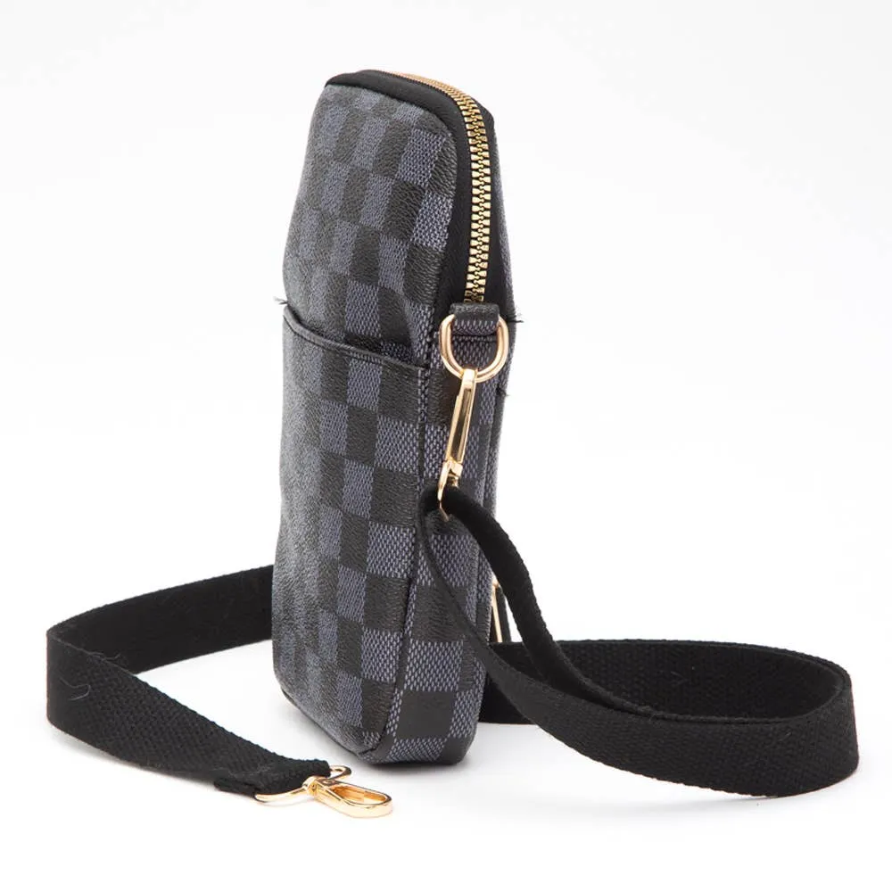 FAUX LEATHER CHECKERED MINI CROSSBODY BAG (MULTIPLE COLORS)