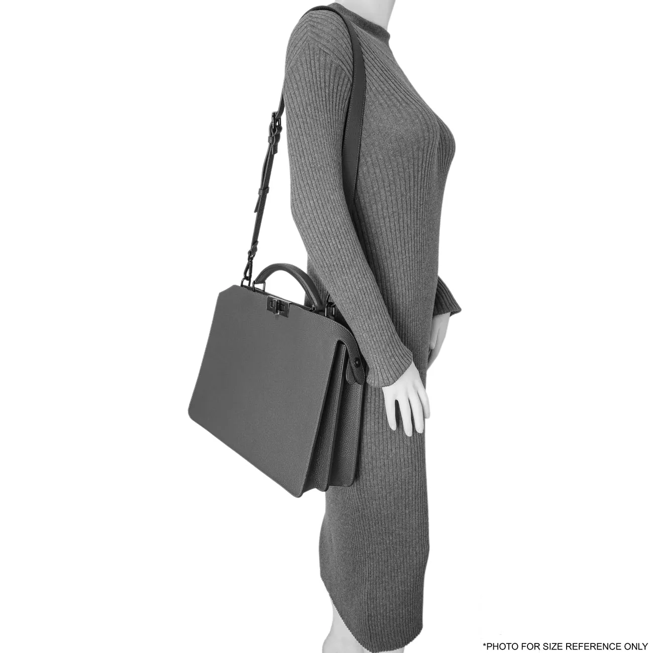 Fendi Grey Cuoio Romano Vitello Cover Monochrome Medium Peekaboo ISeeU Satchel
