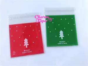 Festive Tree Gift Bags Cello Self-adhesive Cookie bag - Favors Party bags 20/50/100 bags 10x10cm CB69