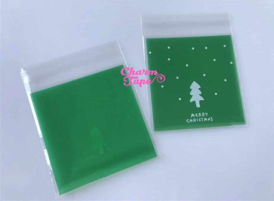 Festive Tree Gift Bags Cello Self-adhesive Cookie bag - Favors Party bags 20/50/100 bags 10x10cm CB69