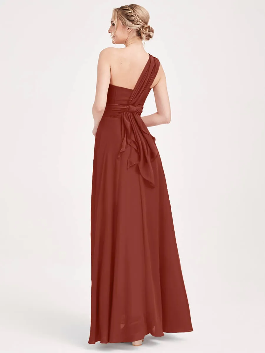 [Final Sale] Convertible Chiffon Bridesmaid Dress Wrap Cinnamon Rose Maxi Gown
