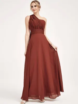 [Final Sale] Convertible Chiffon Bridesmaid Dress Wrap Cinnamon Rose Maxi Gown