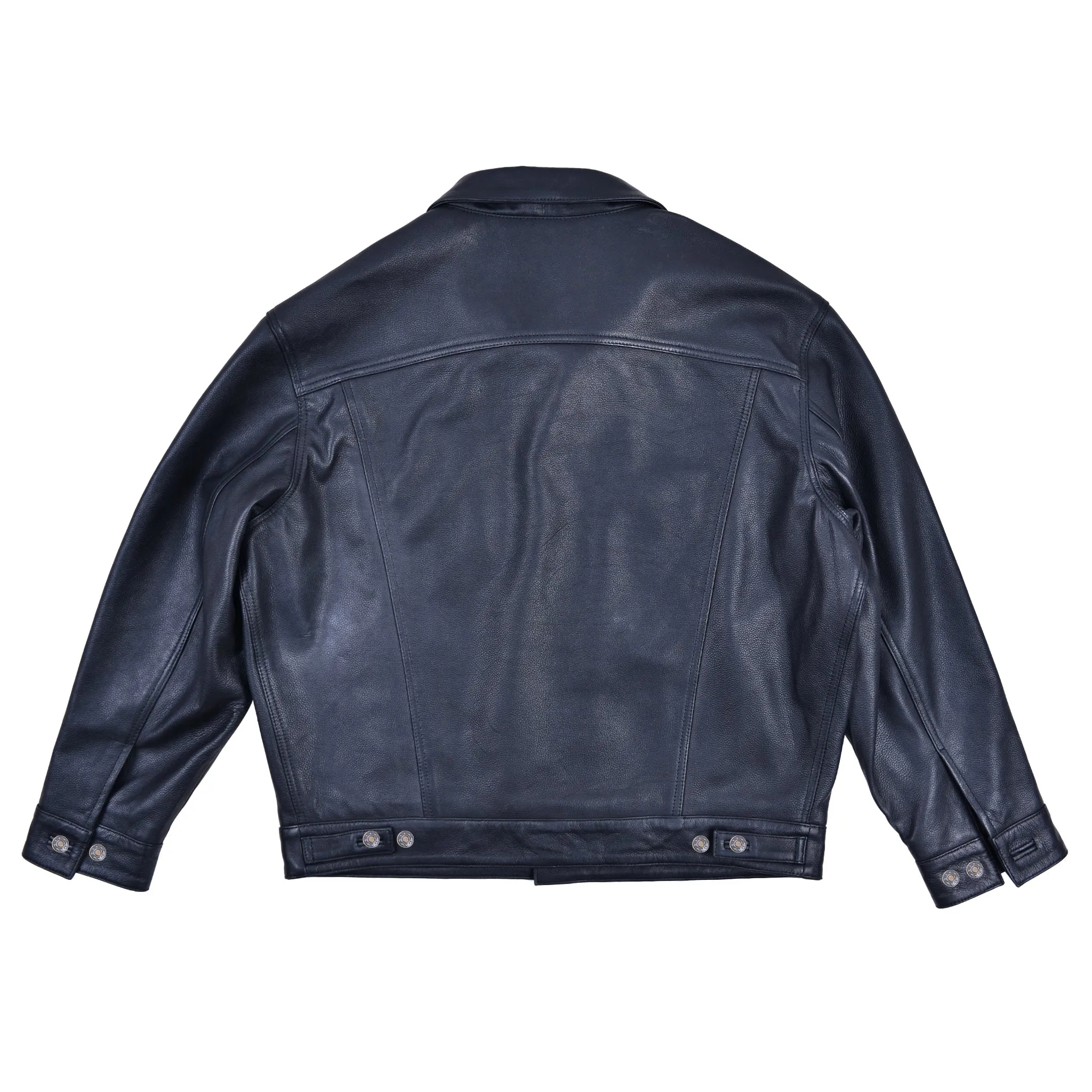 FiveStar Leather Vintage Men Trucker Jacket Black Deerskin Leather
