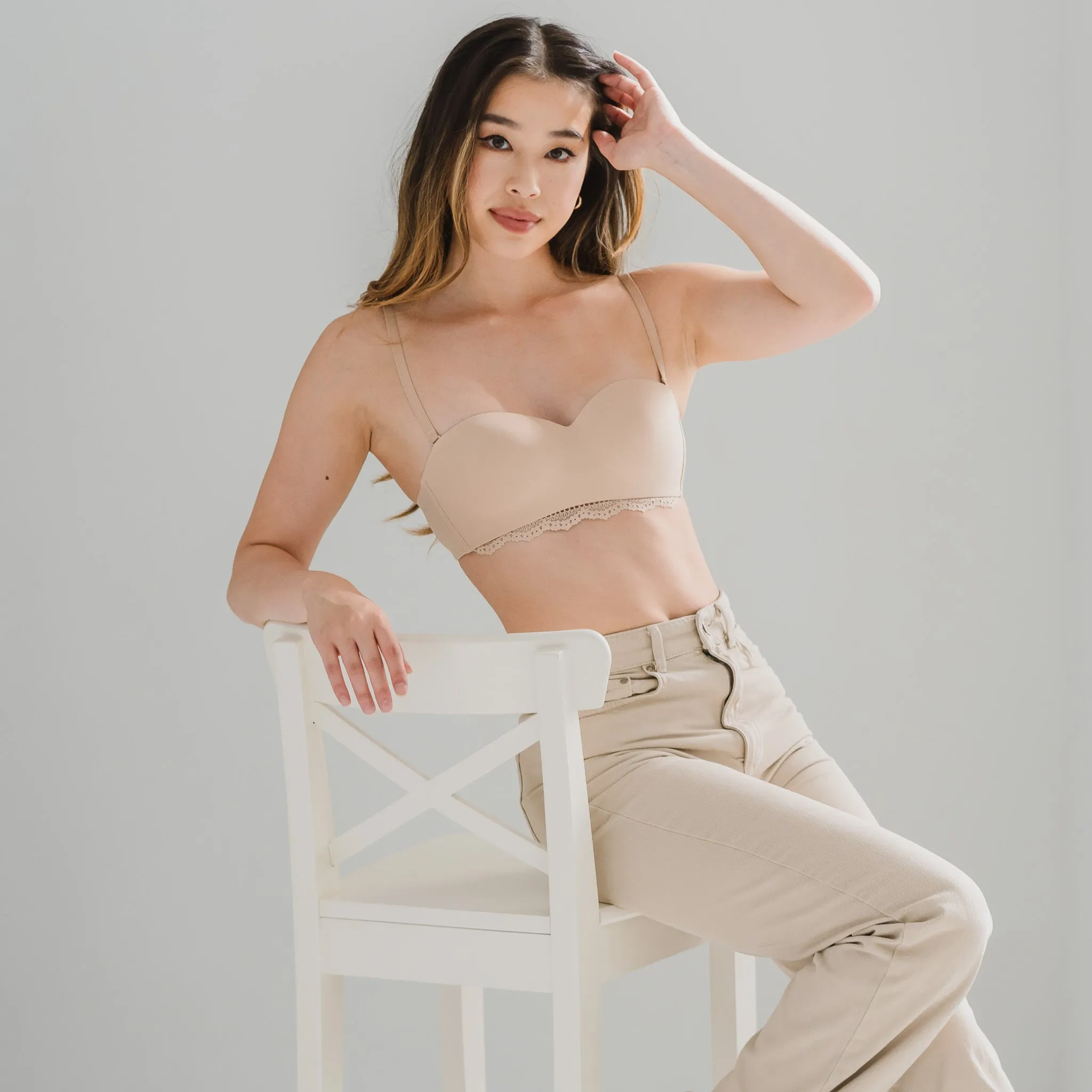 Flexi-Modal! Lightly-Lined Convertible Seamless Wireless Bra in Latte Nude