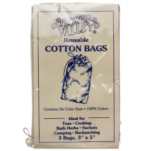 Flower Valley Reusable Cotton Bags 3 Bags 3x5