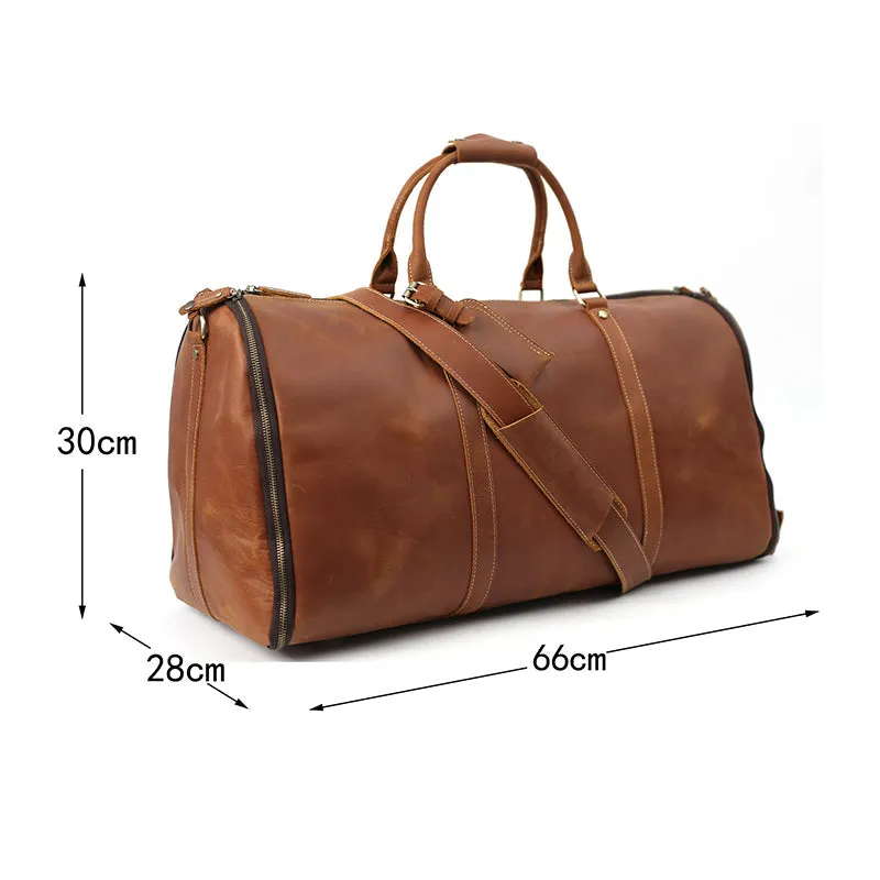 Full Grain Leather Duffle Bag Carry On Garment Bag Convertible Garment Bag