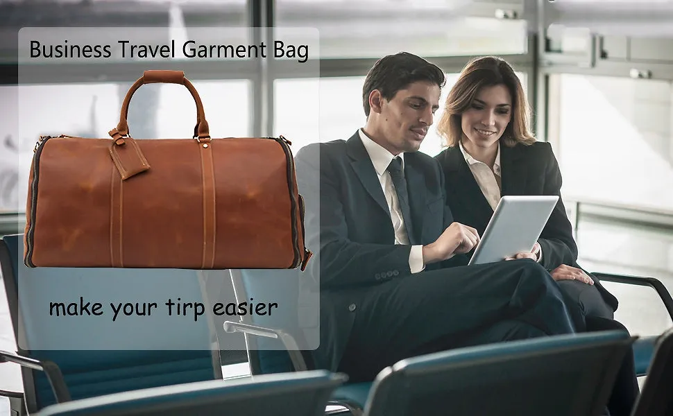 Full Grain Leather Duffle Bag Carry On Garment Bag Convertible Garment Bag