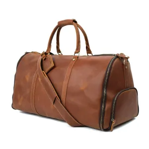 Full Grain Leather Duffle Bag Carry On Garment Bag Convertible Garment Bag